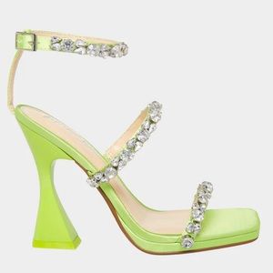 Betsey Johnson SB- Perry’s Bright Citron Rhinestone Sandals Heels